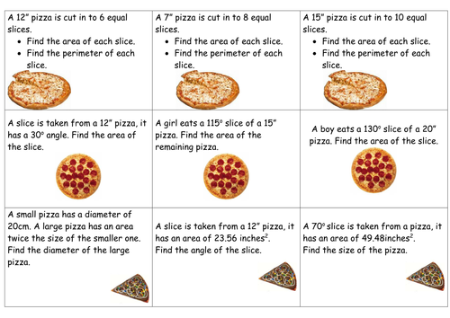 Arcs and Sectors - Pizza Maths | Teaching Resources