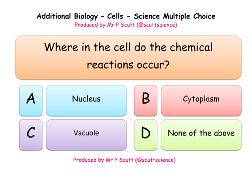 Cells Multiple choice revision quiz for B2