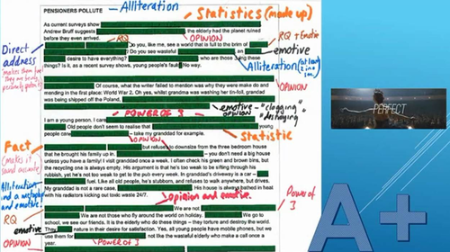 GCSE English A* Writing examples videos