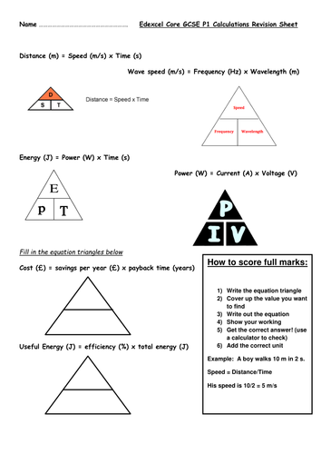 Edexcel P1 Calculations Revision Worksheet