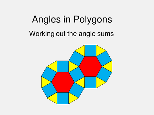 Maths Shape KS3 KS4 Angle Sum of Polygons. Investigation, illustrations and questions.