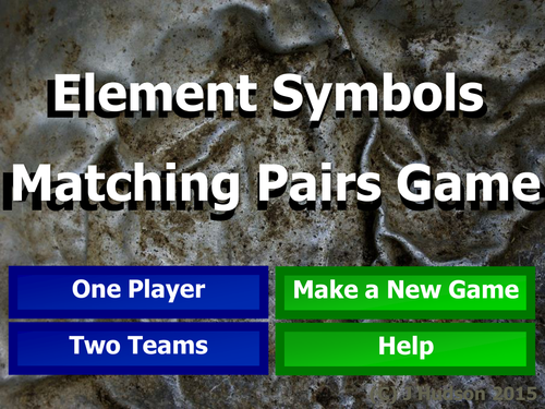 Chemical Element Symbols Matching Pairs Interactive Game
