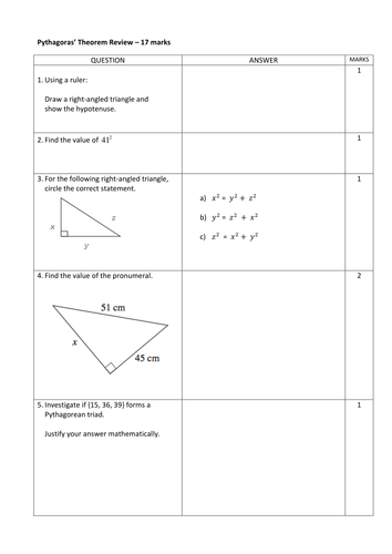 Pythagorean Theorem Year 8