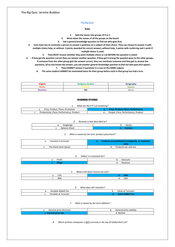 The Big Curriculum Quiz