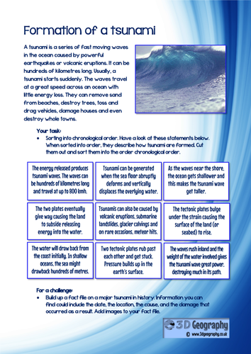 Formation of a tsunami activity