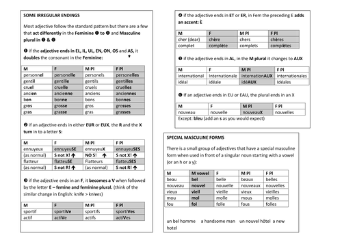 Adjective endings in French