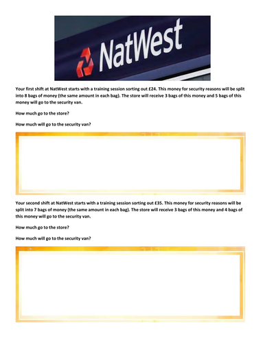 Dividing in to a Ratio w/ Banking context (Full Lesson)