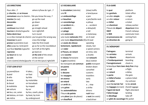 Transport and travel in French