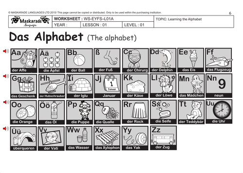 KS1-GERMAN: Alphabet-Number-0-10-Colours