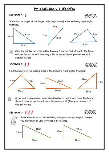 pythagorean theorem activity worksheet