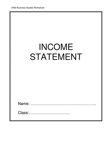 Income Statement Worksheet
