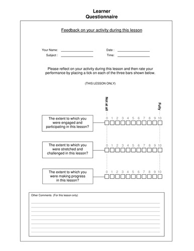 Learner Voice Student Feedback Questionnaire 