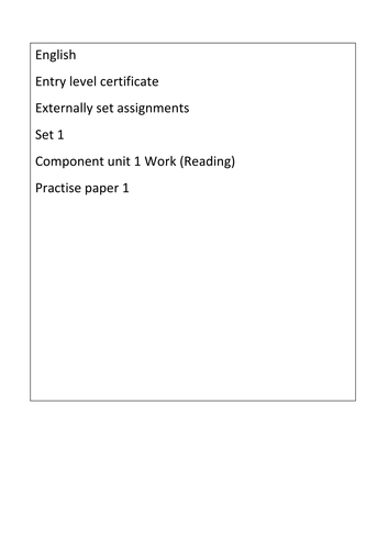 Entry level certificate English unit 1 