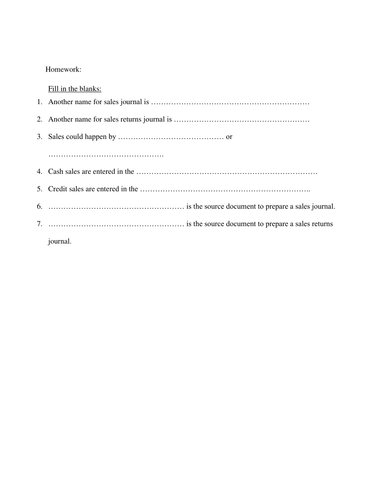 purchases, purchases returns, sales and sales returns journals worksheet