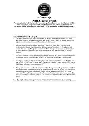 PSHCE Discussion Activities - The Environment. Updated
