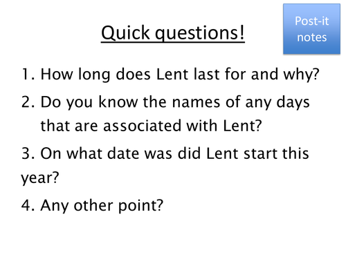 Lent - R.E. - Key Stage 3