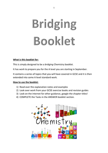 Bridging booklet for GCSE into A level Chemistry