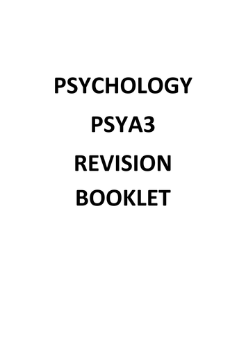 PSYA3 AQA Psychology Revision Booklet