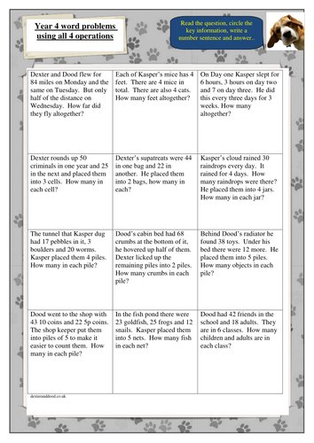 Year 4/5 word problems all operations