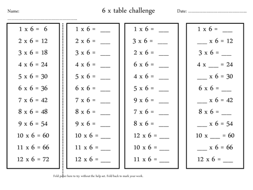 6 x table challenge
