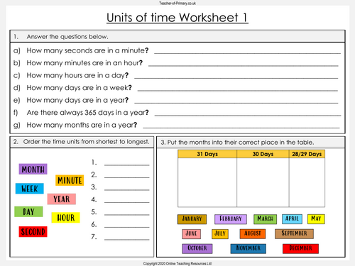 Time Measurement - Year 3 - Animated PowerPoint presentation and worksheet by Teacher-of-Primary ...