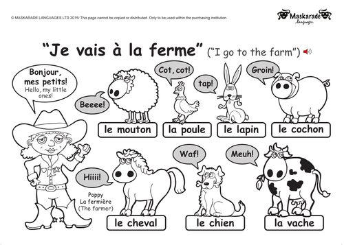 KS1 FRENCH: level 1: Farm and Zoo animals by maskaradelanguages