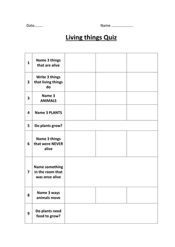 Living things quiz