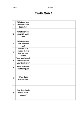 Teeth quiz