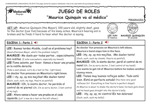 SPANISH ROLE-PLAY: Maurice Quinquin va al médico/ Maurice Quinquin goes to the doctor
