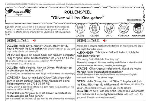 GERMAN ROLE-PLAY: Oliver will ins Kino gehen/ Oliver wants to go to the cinema