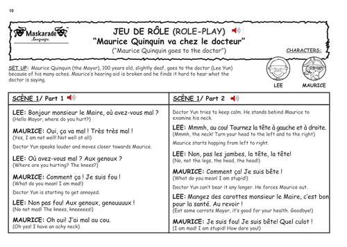 FRENCH ROLE-PLAY: Maurice Quinquin va chez le docteur/ Maurice Quinquin goes to the doctor