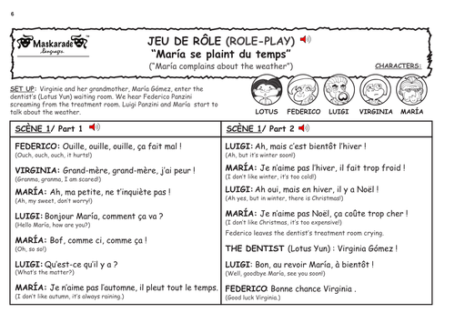 FRENCH ROLE-PLAY: María se plaint du temps/ María complains about the weather