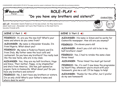 ENGLISH ROLE-PLAY: Do you have any brothers and sisters?