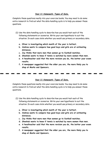 Types of Data Homework (Grade C).
