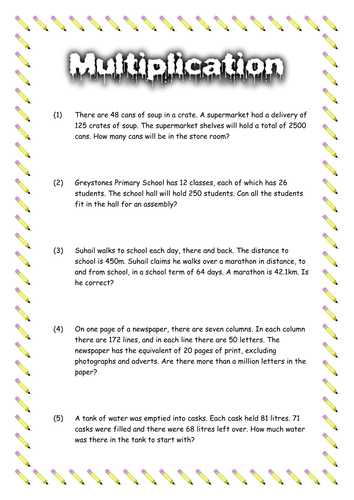 Multiplication Homework (Grade F). | Teaching Resources