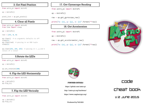 AstroPi Code Reference Hack Sheet