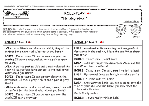 ENGLISH ROLE-PLAY: Holiday Time