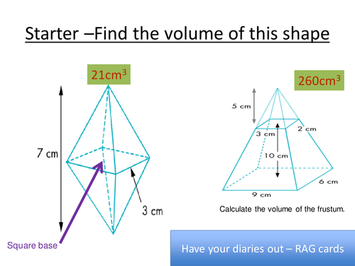 Triangular-based pyramid - Volume KS3