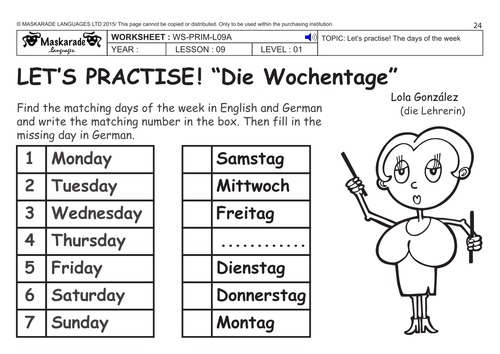 GERMAN KS2 Level 1: Days of the week/ Weather