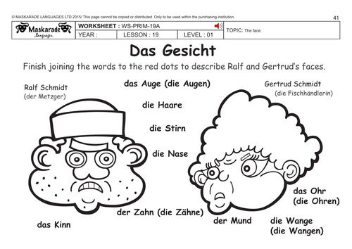 GERMAN KS2 Level 1: The face