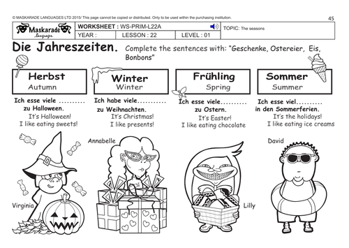 GERMAN KS2 Level 1: The seasons - Easter