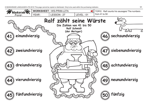 German Ks2 Level 1 Numbers 41 To 50 What S Your Phone Number Teaching Resources