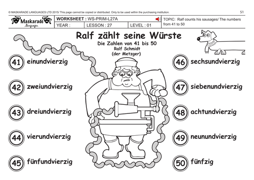 GERMAN KS2 Level 1: Numbers 41 to 50/ What's your phone number?