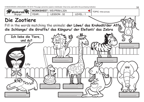 german ks2 level 1 zoo animals teaching resources