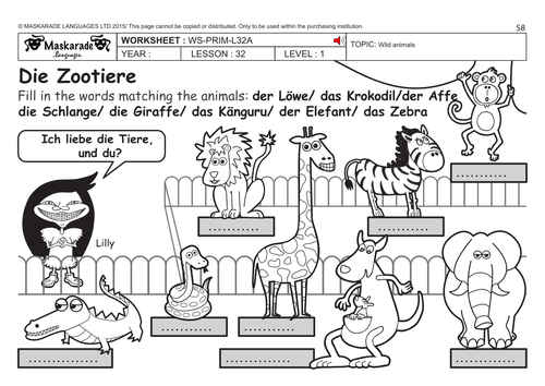 GERMAN KS2 Level 1: Zoo animals