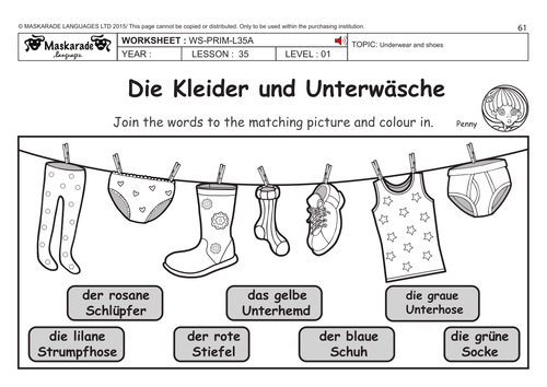 GERMAN KS2 Level 1: Underwear and shoes