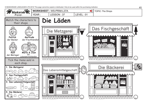 GERMAN KS2 Level 1: The shops