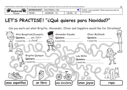 SPANISH KS2 Level 1: What would you like for Christmas/ Merry Christmas