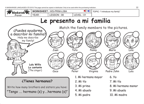 spanish ks2 level 1 my family teaching resources