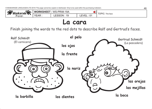 SPANISH KS2 Level 1: The face